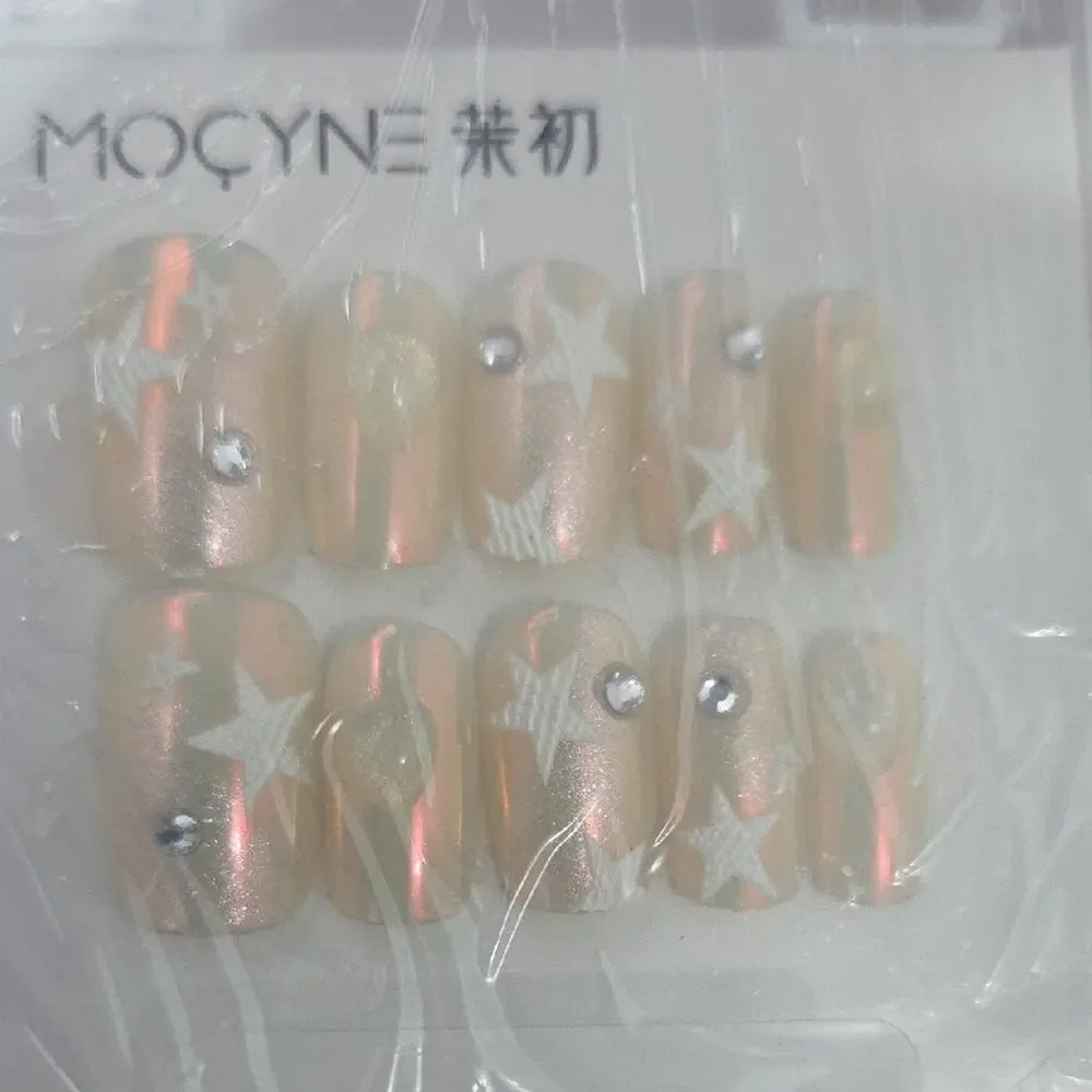 MOCYNE Press-On Nail Set with Pink Pearl Finish (Two Packs)